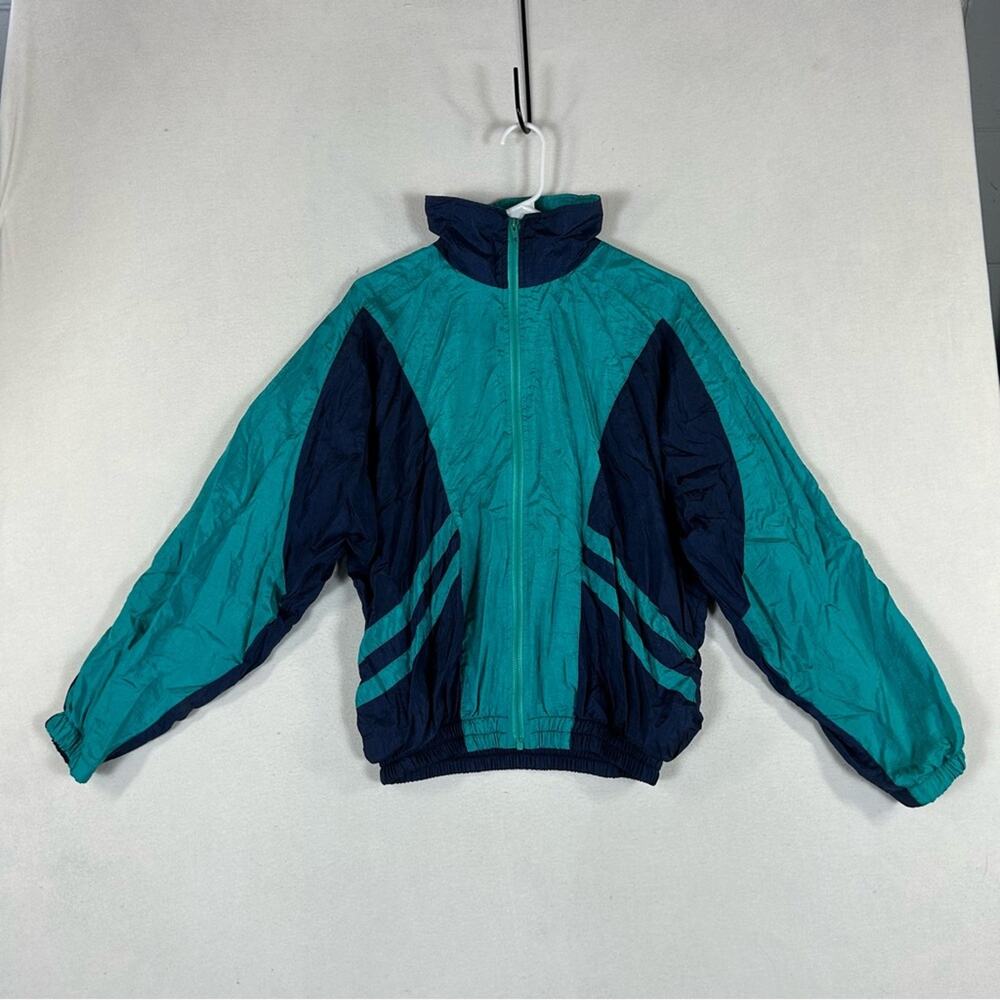 Kennington Sport Windbreaker Warm Up Jacket Men's M Teal Purple Vintage 90s Zip